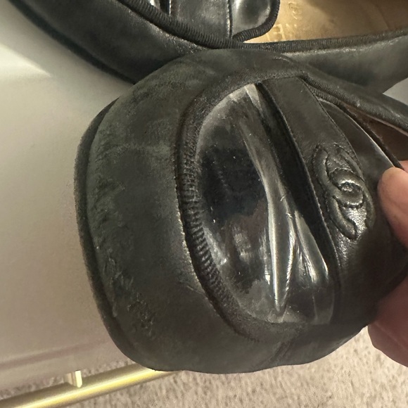 CHANEL LAMBSKIN & PATENT LEATHER BLACK LOAFERS - Picture 7 of 10